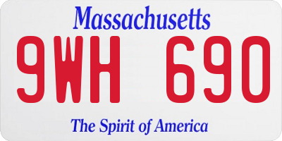 MA license plate 9WH690