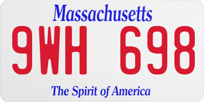 MA license plate 9WH698