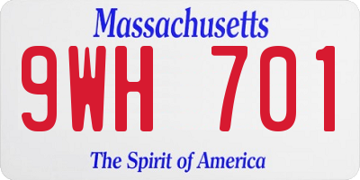 MA license plate 9WH701