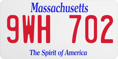 MA license plate 9WH702