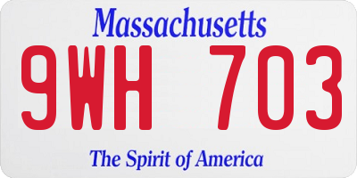 MA license plate 9WH703