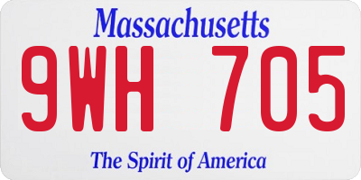 MA license plate 9WH705