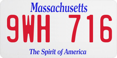 MA license plate 9WH716