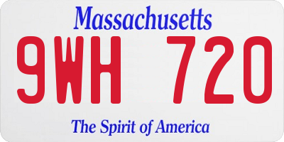 MA license plate 9WH720