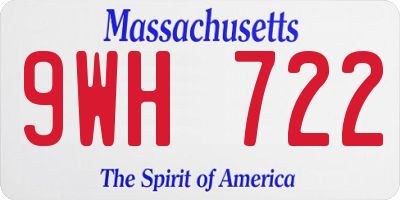 MA license plate 9WH722