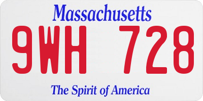MA license plate 9WH728