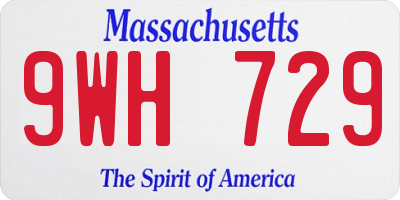 MA license plate 9WH729
