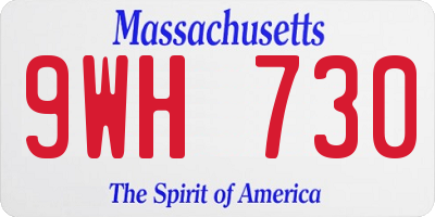 MA license plate 9WH730