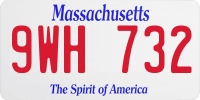 MA license plate 9WH732