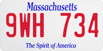 MA license plate 9WH734