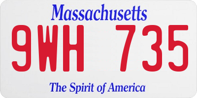 MA license plate 9WH735