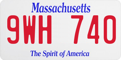 MA license plate 9WH740