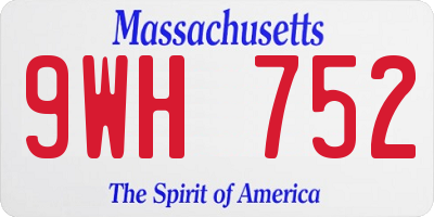 MA license plate 9WH752