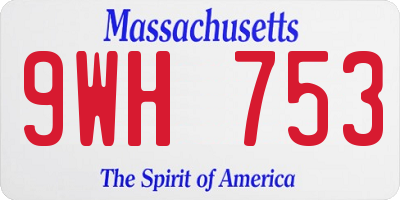MA license plate 9WH753