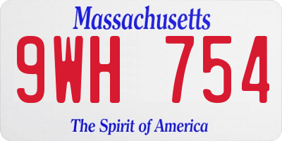 MA license plate 9WH754