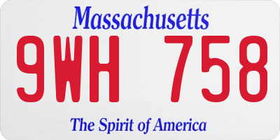 MA license plate 9WH758
