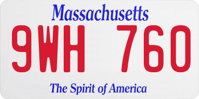 MA license plate 9WH760
