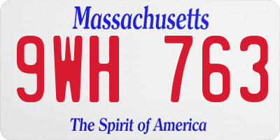 MA license plate 9WH763