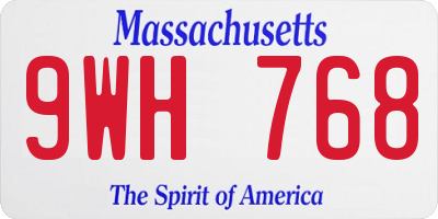 MA license plate 9WH768