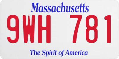 MA license plate 9WH781