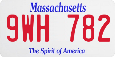 MA license plate 9WH782