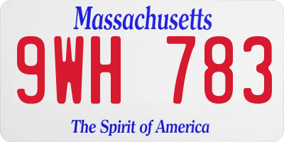 MA license plate 9WH783