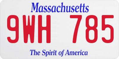 MA license plate 9WH785