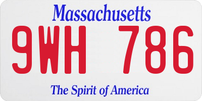 MA license plate 9WH786