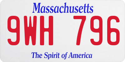 MA license plate 9WH796