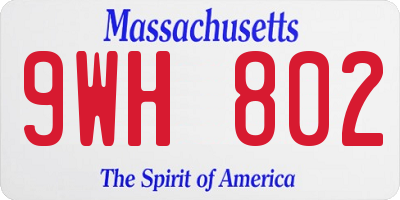 MA license plate 9WH802