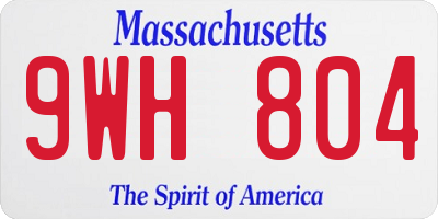 MA license plate 9WH804