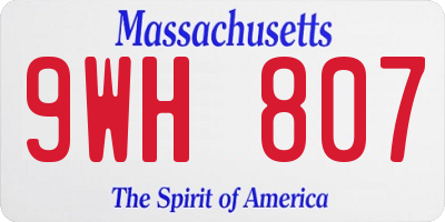 MA license plate 9WH807