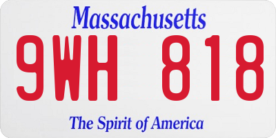 MA license plate 9WH818