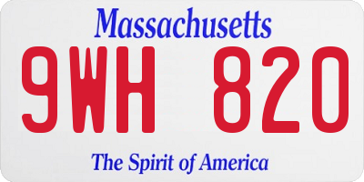 MA license plate 9WH820