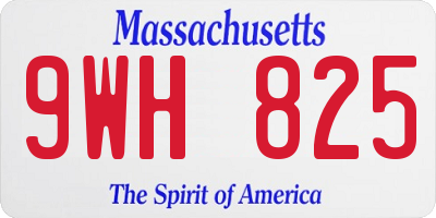MA license plate 9WH825