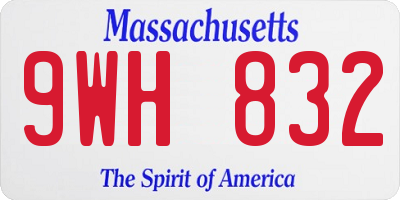 MA license plate 9WH832
