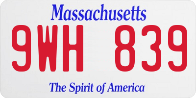 MA license plate 9WH839