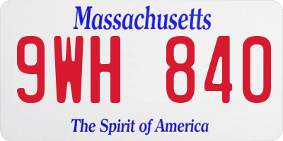 MA license plate 9WH840