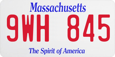 MA license plate 9WH845