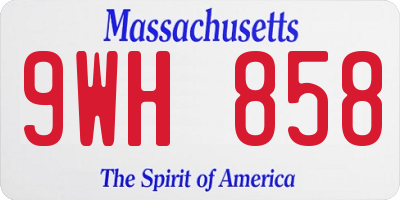 MA license plate 9WH858