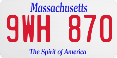 MA license plate 9WH870
