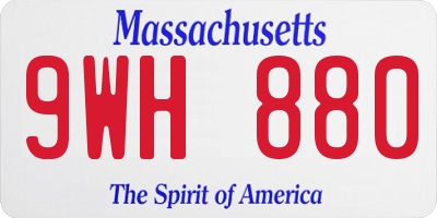 MA license plate 9WH880
