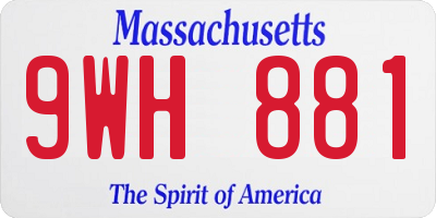 MA license plate 9WH881