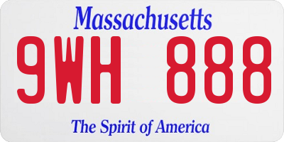 MA license plate 9WH888