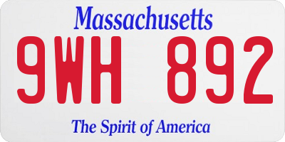 MA license plate 9WH892