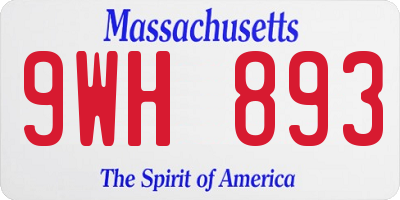 MA license plate 9WH893
