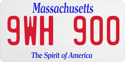 MA license plate 9WH900