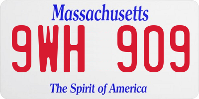 MA license plate 9WH909