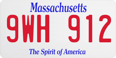 MA license plate 9WH912