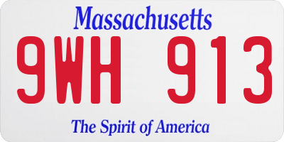 MA license plate 9WH913